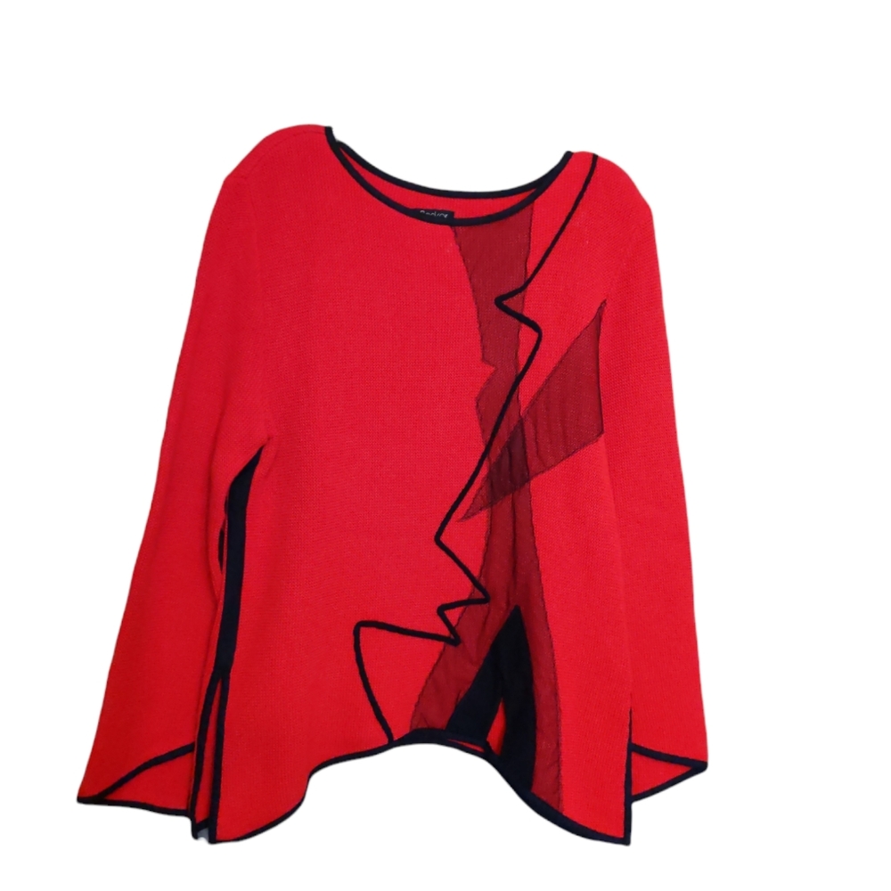 Jaskar waffle knit red artistic sweater
